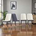thumbnail image 3 of Tcbosik Dining Room Chairs Set of 4, PU Leather Chair with Metal Legs, Upholstered Side Chair for Kitchen, Living Room, White+Gray, 3 of 9
