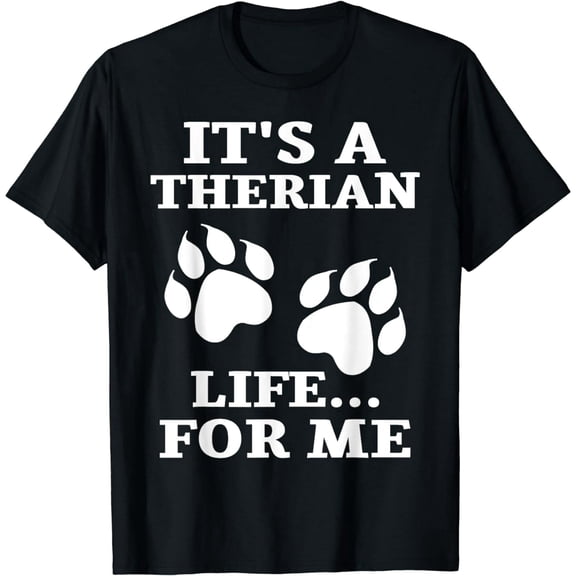Therian Life Paw Print Otherkin Wolfkin Unisex Novelty Short Sleeve T-Shirt