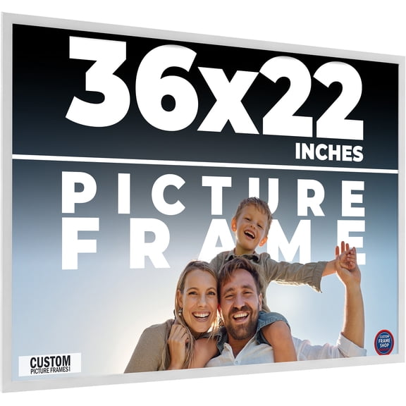36x22 Frame White Solid Wood Picture Frame Includes UV Acrylic Shatter Guard Front, Acid Free Foam