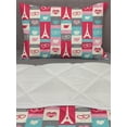 thumbnail image 3 of Paris Comforter & Sham Bedding Set, Coffee and Love Eiffel Tower in Squared Background Heart I Love You Words Romantic, 3 pcs Duvet Set Microfiber Filling Quilt, 5 Sizes, Multicolor, by Ambesonne, 3 of 4
