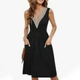 thumbnail image 2 of Women's Summer Casual Dress Elegant Lace V Neck Sleeveless Waisted Swing Midi Dress with Pockets Flowy Comfortable Stylish Outfit, 2 of 2