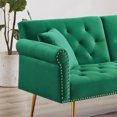 thumbnail image 5 of Velvet Futon Sofa Bed, HSUNNS 72in Split Back Convertible Sofa Bed with Adjustable Backrest, 2-Seats Tufted Upholstered Loveseat Sofa Couch for Living Room, Size: 72.83 x 26.8 x 24.8 in, Green, 5 of 9
