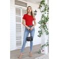 thumbnail image 3 of Vafful Bodysuits for Women Short Sleeve Going Out Outfits Shirts Body Suits Ribbed Knit Slim Fitted Button Down Tops Red XL, 3 of 7