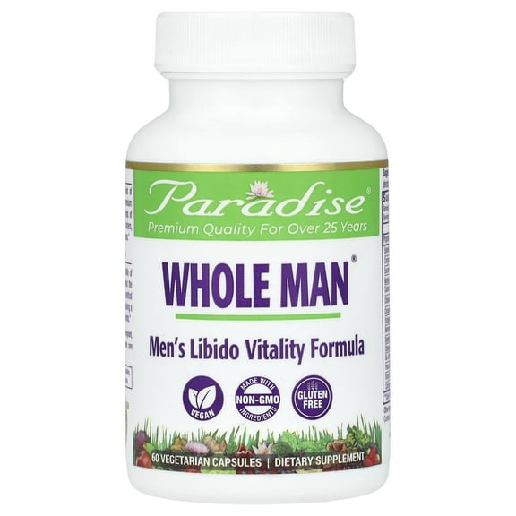 Paradise Herbs Whole Man, Men's Libido Vitality Formula, 60 Vegetarian Capsules