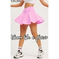 thumbnail image 4 of TZLDN Women's High Waisted Tennis Golf Sports Skirts with Pockets Inner Shorts Crossover Lightweight For Athletic Workout Mini Skirts Light Pink,M, 4 of 7
