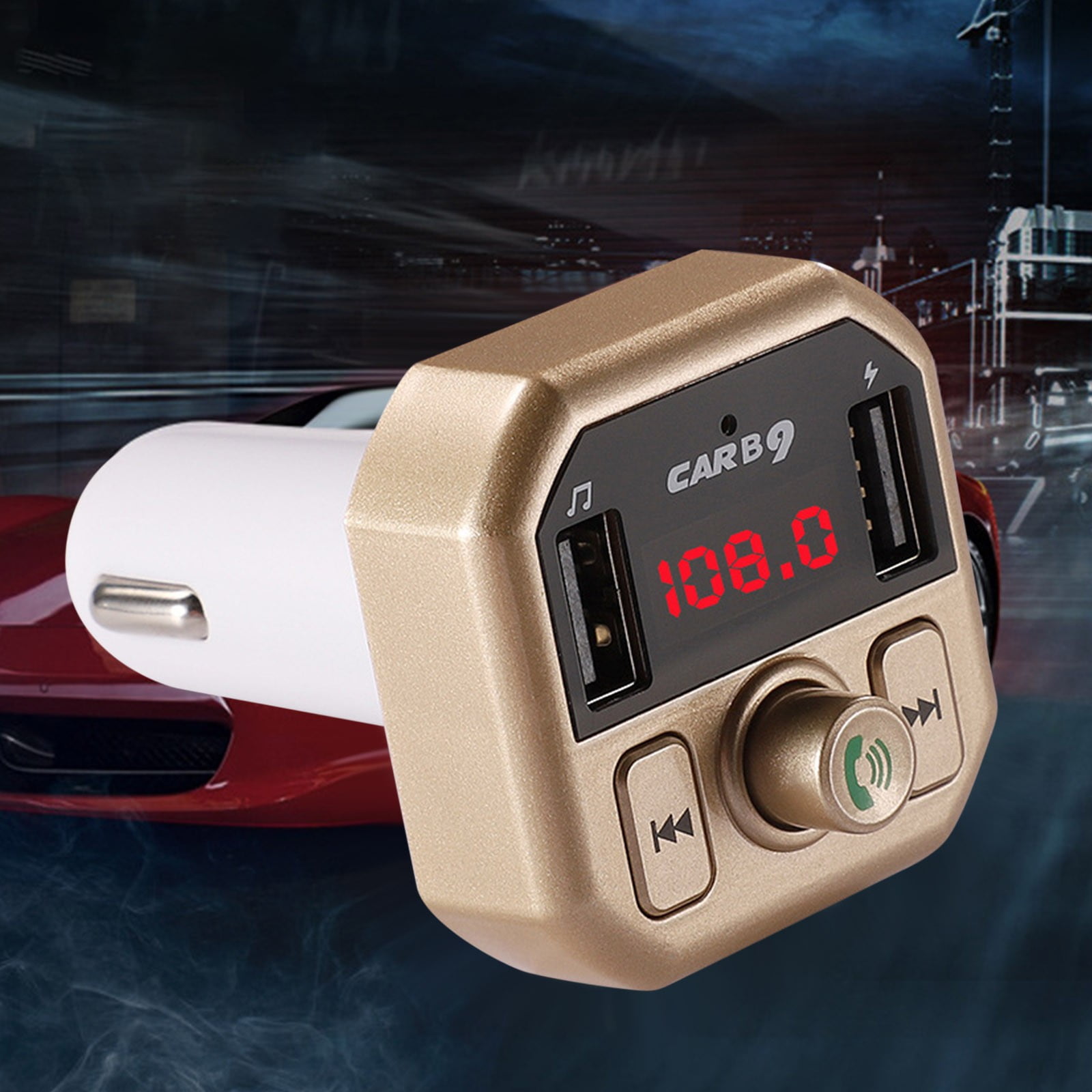 RYRDWP USB Dual InCar Adapter Wireless Bluetooth USB Charger Hands