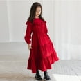 thumbnail image 6 of LYMAYTER Kids Girls Corduroy Dresses Youth Long Sleeve Fleece Princess Dress Toddler Solid Color Casual Sundress for 5-14 Years, 6 of 8