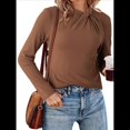 thumbnail image 1 of Blusas de Mujer de Larga Térmicas con Nudo Torcido, Cuello Alto, Informales, Ajustadas, Suaves y Elásticas. Color Café XXL, 1 of 6