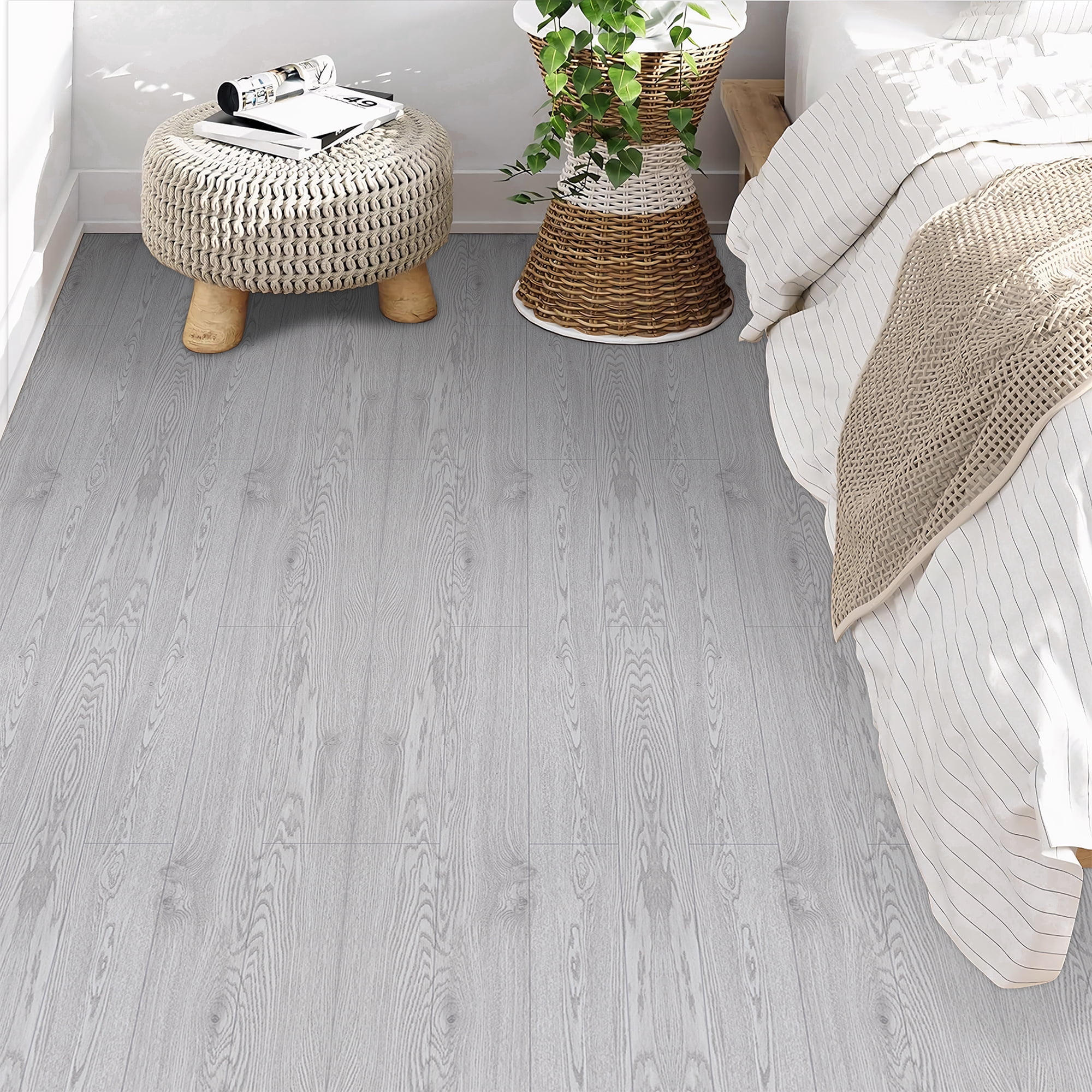 Abyssaly Gray Wood PVC Peel and Stick Vinyl Flooring Tile 15.7 inch x 23.6 inch /25.8 Sq.ft,Thicken Self-Adhesive Vinyl Flooring Tile Easy DIY Install for Bathroom and Kitchen Floor
