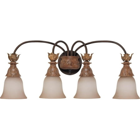 Nuvo Verdone - 4 Light Vanity w/ Amber Bisque Glass