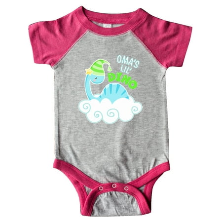 

Inktastic Oma s Lil Dino with Cute Blue Baby Dinosaur Gift Baby Boy or Baby Girl Bodysuit