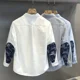 thumbnail image 5 of Camisas para hombre Camisa estampada con empalmes azules para hombre Camisa floral de seda social nueva en elegante regular con mangas Moda Hombre 2024 Tops Verano, 5 of 5