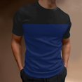 thumbnail image 2 of Sngxgn Men Mens T Shirts Short Sleeve Slim Fit Stretch Workout Ribbed Knit Tee Shirts(Blue,M), 2 of 4