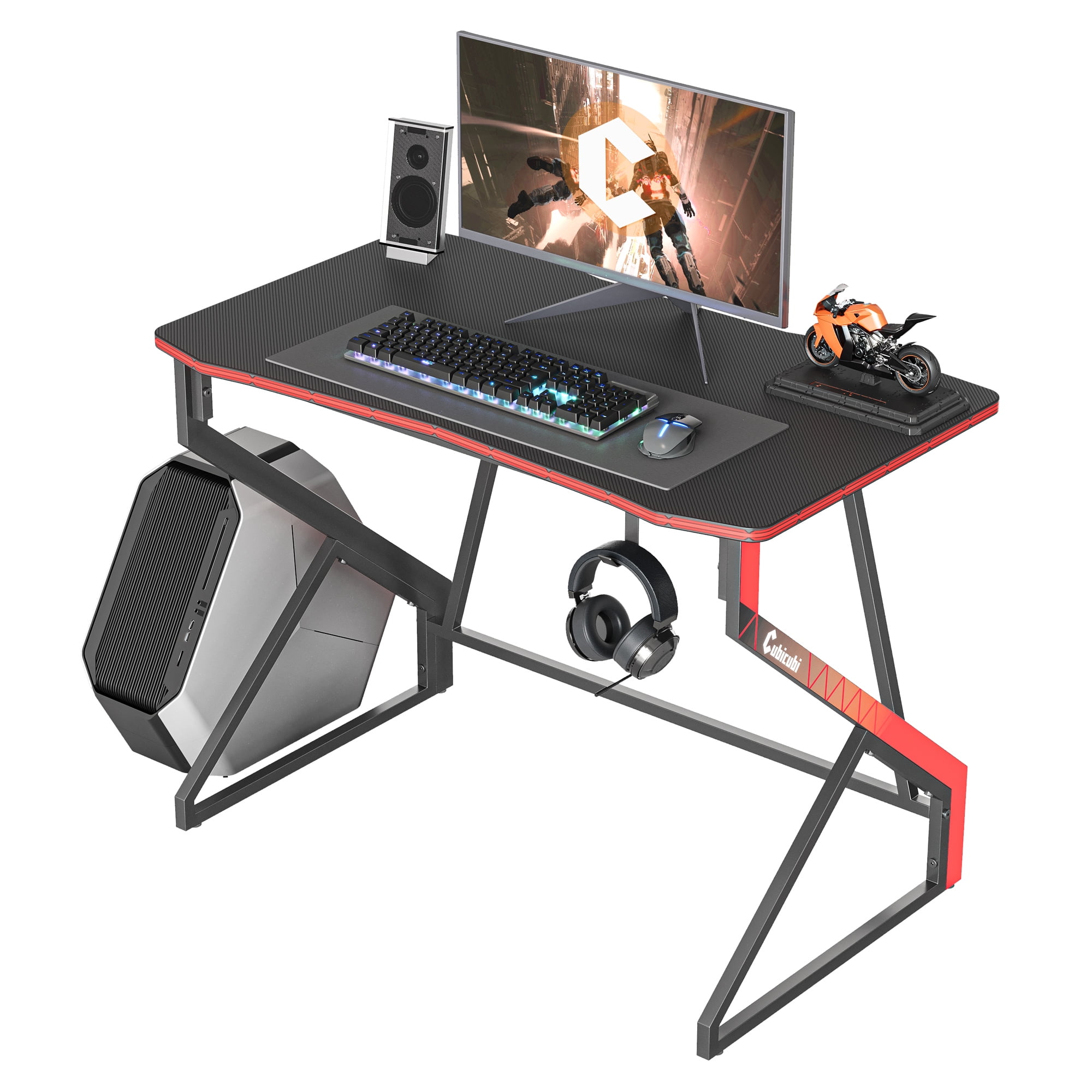 CubiCubi Gaming Desk Z Shaped 40 inch Gamer Workstation, Home Simple