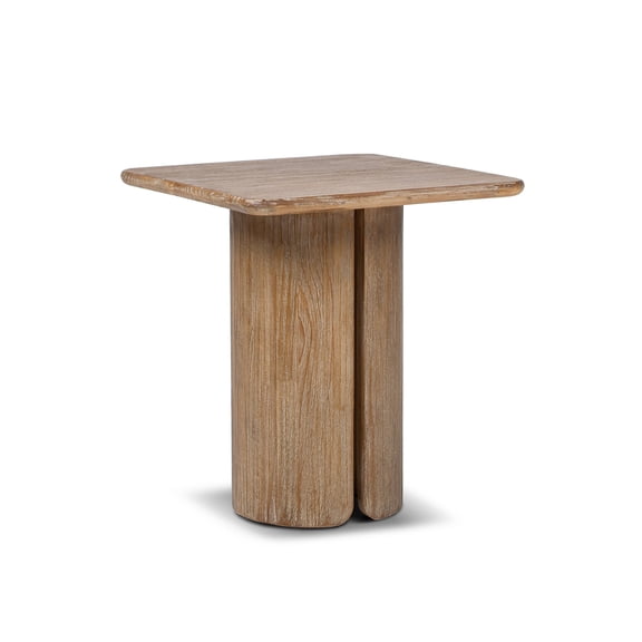 Sonoma 22" Square Pedestal Side Table Rustic Greige Brown Reclaimed Pine Wood