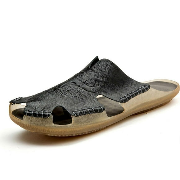 Men's Sandals Leather Breathable Shoes Roman Sandals Flats Man Slippers Summer