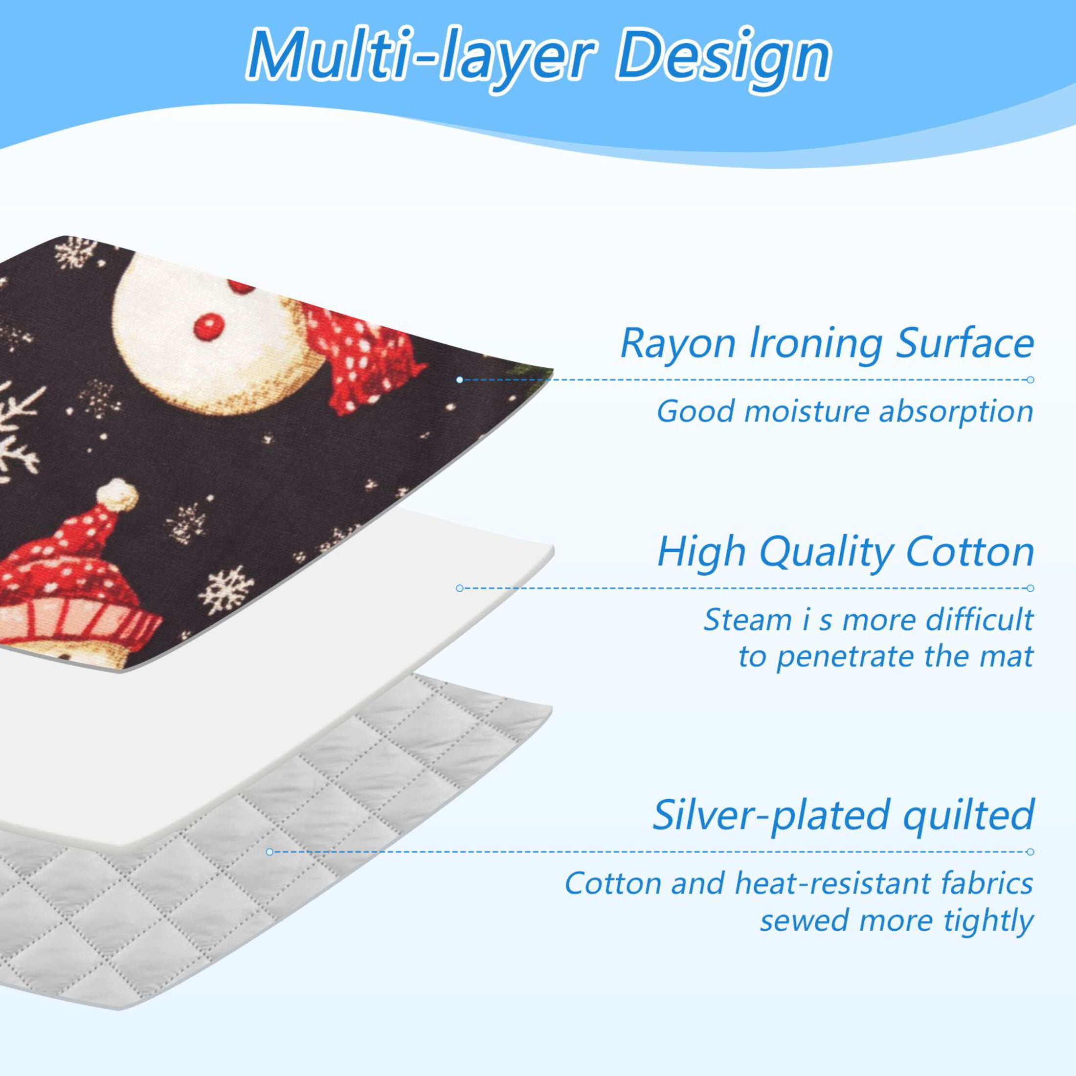 Christmas Snowman Ironing Mat Blanket for Table Top Travel Portable Ironing Board Pad 47.2x27.6 Inch