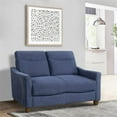 thumbnail image 2 of Lexicon Harstad Textured Fabric 2-Piece Upholstered Sofa Set in Blue, 2 of 13