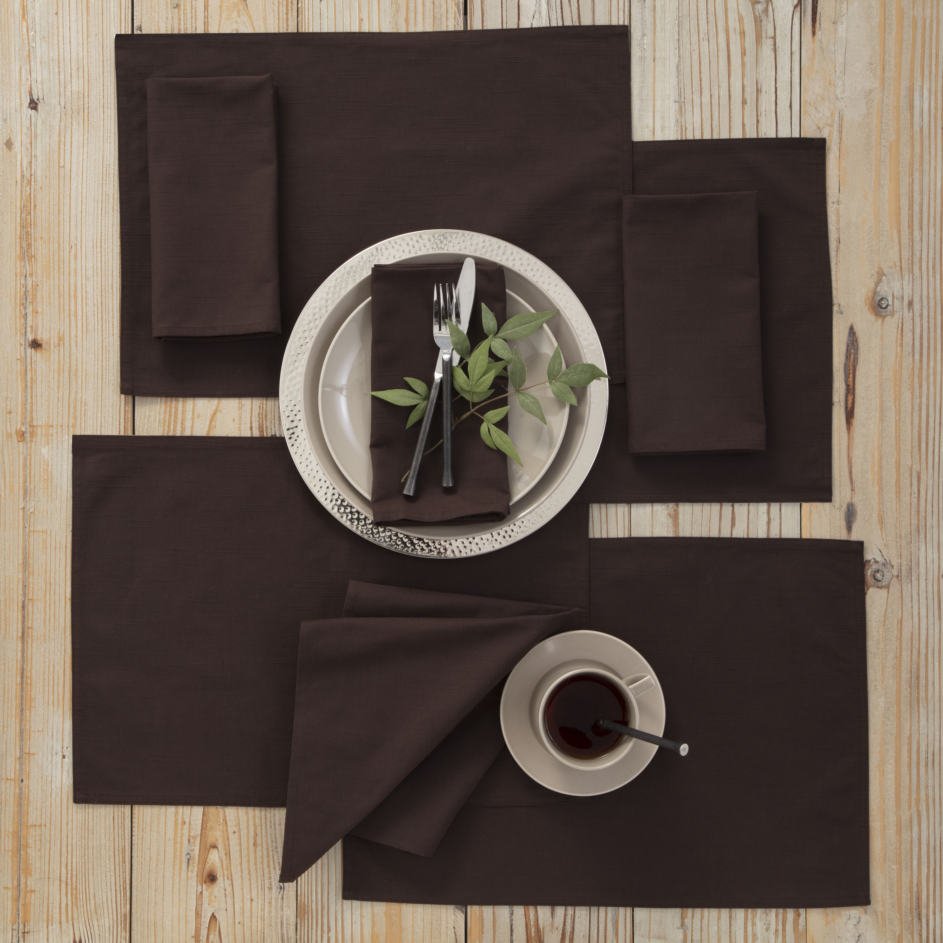 Martex Color Solutions Table Linens 8pc Chocolate Placemat Set