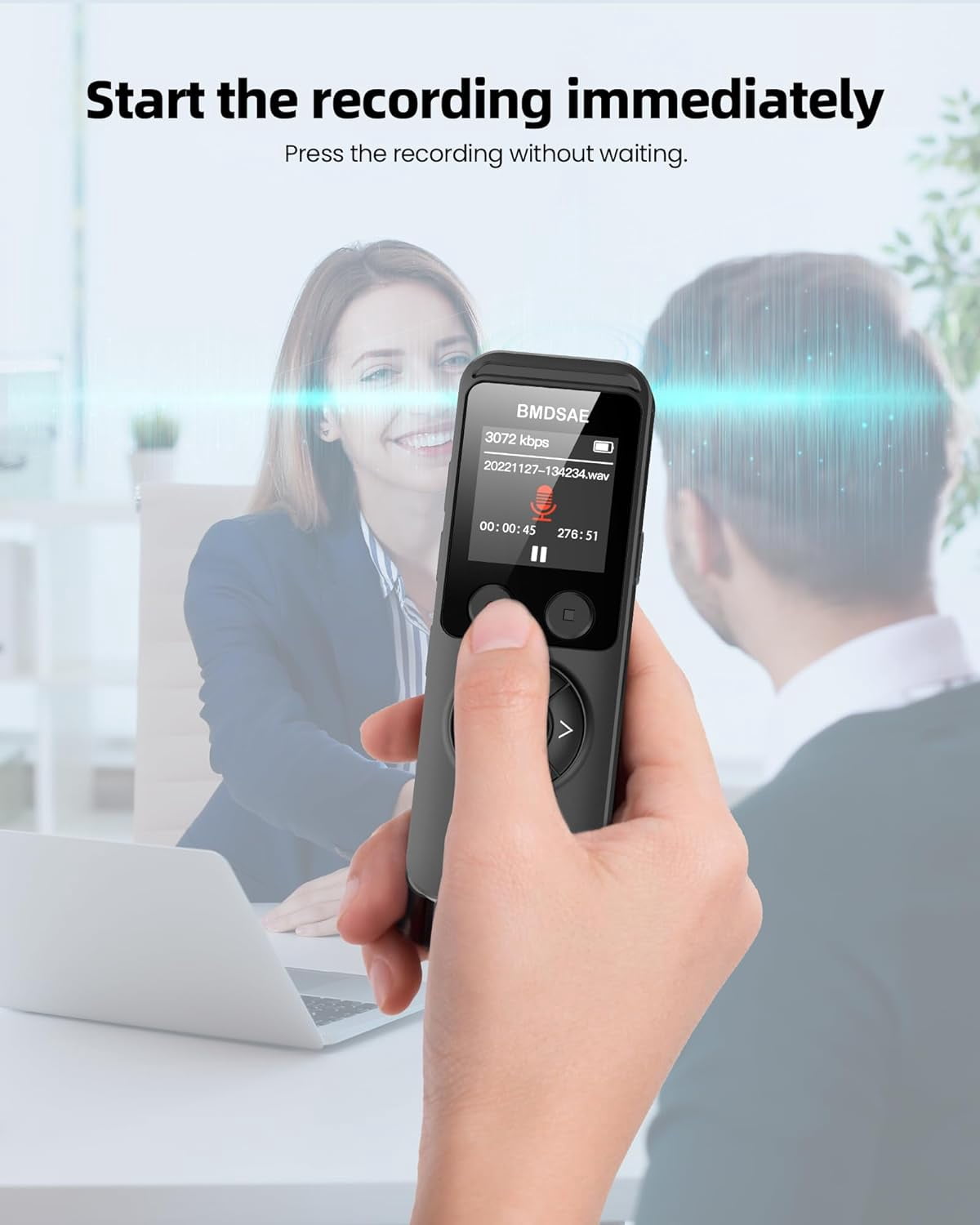 64GB Digital Voice Recorder - Voice Recorder with Playback Dual Microphone 3072 Kbps A-B Repeat Recording Monitoring & Noise Reduction Voice Activated Recording