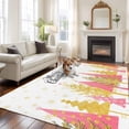 thumbnail image 3 of Christmas Tree Washable Living Room Rugs 5'x7', Gold Pink Tree Winter Snowflakes Abstract Low Pile Throw Large Area Rugs Non-Slip Sturdy Edge Binding Carpet for Dining Room Bedside Kitchen, 3 of 9