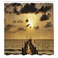 thumbnail image 3 of Ambesonne Nautical Shower Curtain, Old Wood Deck Sunset, 69"Wx84"L, Yellow Grey, 3 of 5