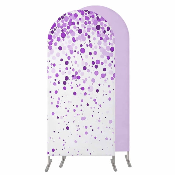 Purple Polka Dot Wedding Arch Cover,Stretchy Spandex Arch Backdrop Stand Covers 6.6 FT,Abstract Modern Art Dots Watercolor Round Top Arched Backdrop Cover for Birthday Party Ceremony Baby Shower