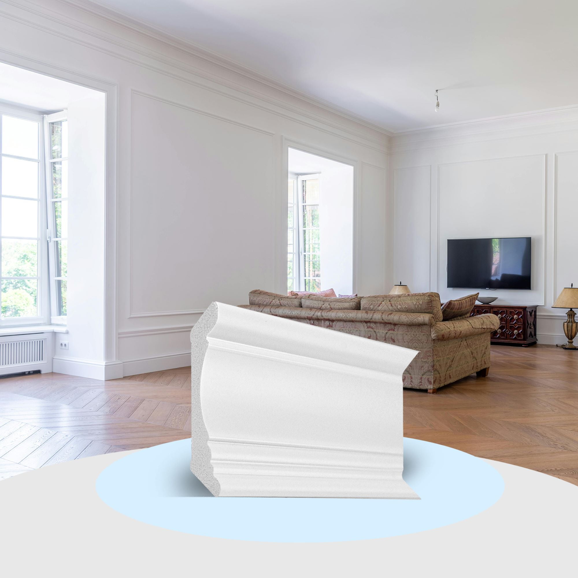 Art3d 96''x3.7'' Crown Molding Trim,Glue Up Decorative Polystyrene Ceiling Moulding,Set of 4,White