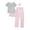 HEATHER GREY/ PINK, variant on Catherne Malandrino Girls Short Sleeve Top, Pant and Shorts with Bonus Scrunchie 4-Piece Pajama Set, Sizes 4-16