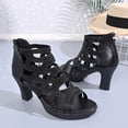 thumbnail image 6 of Xfvqtps Womens Rhinestone Sandals Ankle Strap Zipper Back Heels Cutout Peep Toe Block Heel Evening Dressy Party Wedding Prom Shoes, 6 of 9