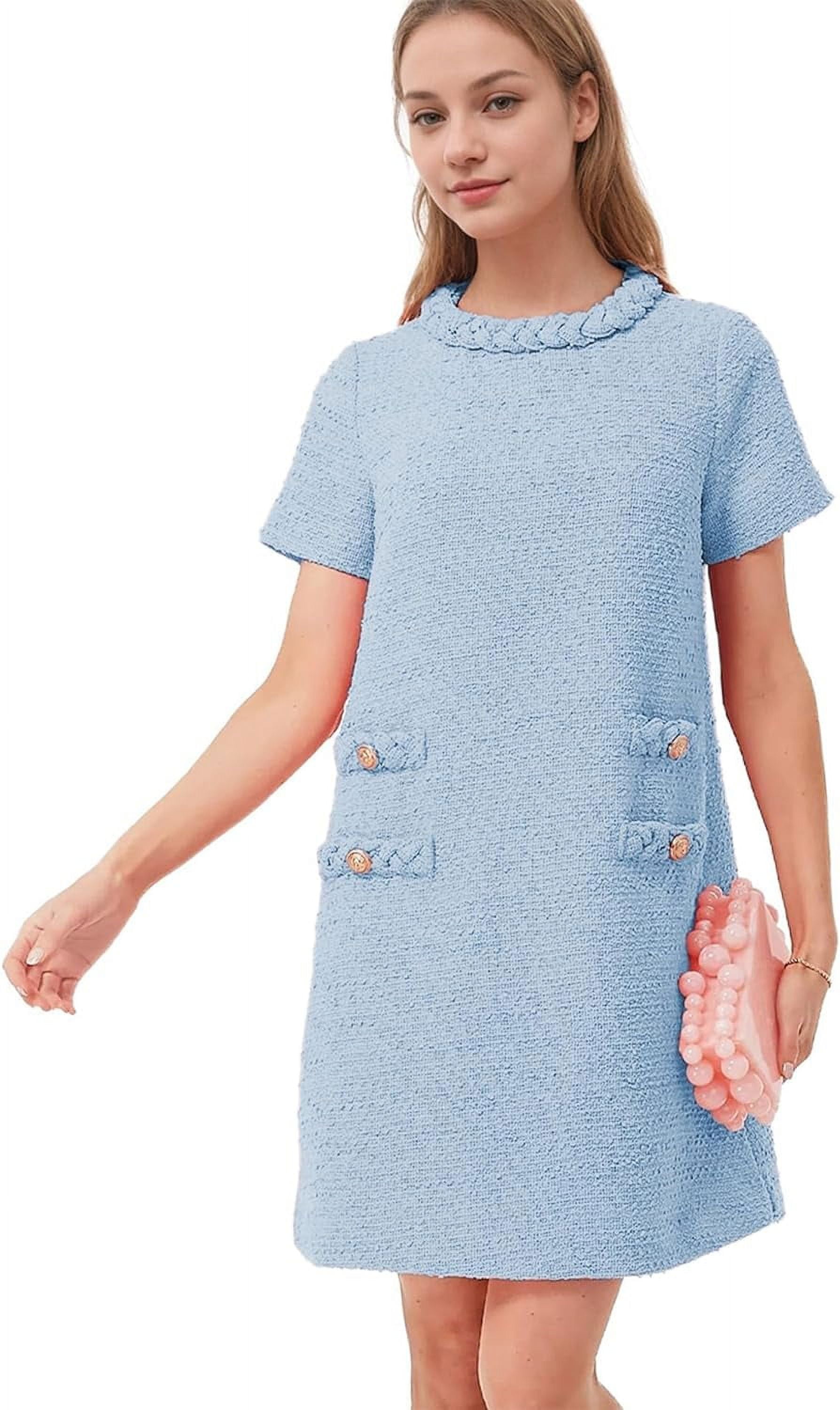 Women's Business Office Dress - Puff Sleeve Faux Wrap V-Neck Peplum Fit & Flare A-Line Dress