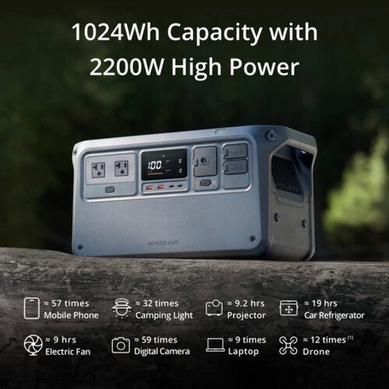 DJI Power 1000 Portable Power Station 1024Wh LiFePO4 Battery, 2200W Peak  2600W - Walmart.com