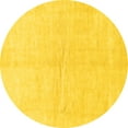 thumbnail image 1 of Ahgly Company Machine Washable Indoor Round Solid Yellow Modern Area Rugs, 3' Round, 1 of 4