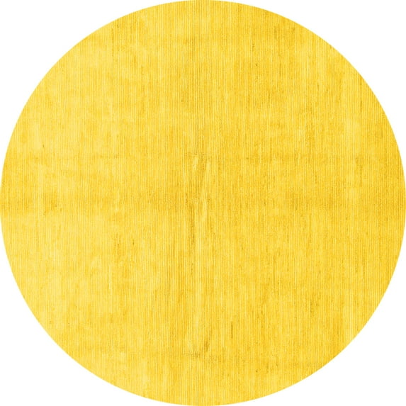 Ahgly Company Machine Washable Indoor Round Solid Yellow Modern Area Rugs, 3' Round