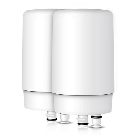 AQUA CREST Faucet Filter Replacement for Faucet Filter, 36311 On Tap Water Filtration System, FR-200, FF-100 Replacement Filter, White(Pack of 2)