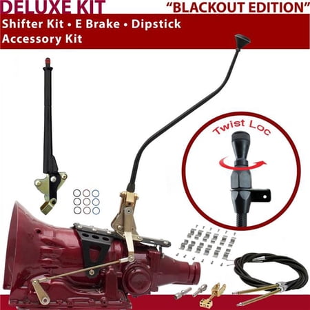 American Shifter AOD Shifter Kit Black 23 in. Swan E Brake Cable Clamp Dipstick for DE2DF