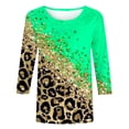 thumbnail image 4 of Hauts pour Femmes Décontractés Été Mode pour Femmes T-shirt Ample Imprimé Blouse à Manches 3/4 Col Rond Hauts Décontractés Blouses pour Femmes en Liquidation, 4 of 4