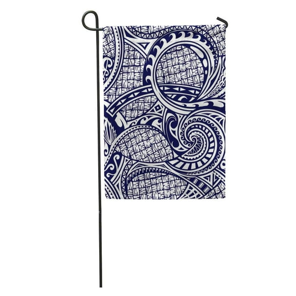 SIDONKU Pattern Polynesian Ethnic Tattoo Tribal Aboriginal Arm Black Curl Indigenous Garden Flag Decorative Flag House Banner 28x40 inch