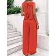 thumbnail image 3 of Women'S 2 Piece Outfits Vest Crew Neck Sleeveless Casual Sets Wide Leg Pants Suits Orange Color L, 3 of 6