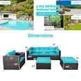 thumbnail image 2 of Gymax 6PCS Patio Conversation Set Rattan Sectional Furniture Set w/ Turquoise Cushions, 2 of 10