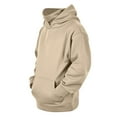 thumbnail image 5 of Domuza Mens Pullover Hoodie Cowl Neck Fleece Solid Color Heavyweight Hooded Sweatshirt Fall Winter Warm Stylish Oversized Pullover Top with Pocket Khaki XL, 5 of 8