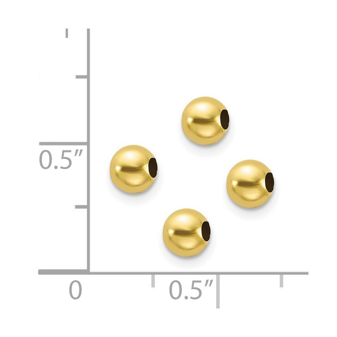 10k Yellow Gold Polished Set Of 4 4mm Spacer Bead Charms Pendant Necklace for Women