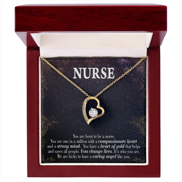 Caring Angel Nurse Healthcare Medical Worker Nurse Appreciation Forever Necklace w Message Card