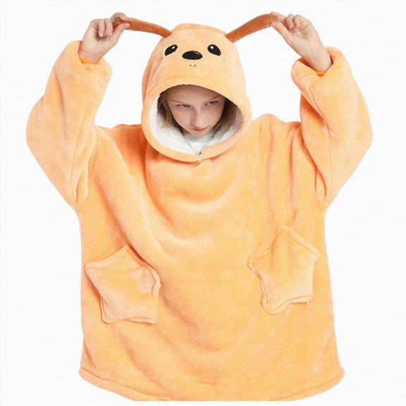 Leey-World Hoodie for Kids 6-12Y Oversized Animal Hooded Sweatshirt with Pockets, Soft Comfortable Warm Fleece for Halloween Christmas Girls' Pajama Sets 1t 2t 3t 4t 5t 6t(Orange,6-15 Years)