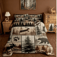 thumbnail image 3 of Manfei Western Rustic Bear Queen Comforter Set,Farmhouse Animal Deer Wildlife Hunting Bedding Comforter Set Reversible 3pcs, 3 of 8