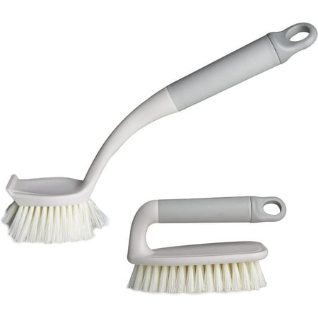 

Set of 2 Dish Brush Set Washing Bristles Built-in Food Scrubber Dish Cleaning Brush with Holder for Kitchen Sink Shower Bathroom
