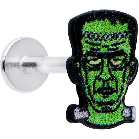 Body Candy 16G 316L Stainless Steel Glow in the Dark Green Monster Head Labret LipRing Tragus 8mm