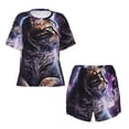 thumbnail image 2 of Yiaed Purple Moon Cat Print Short Sleeve Pajama Sets for Women Casual Crew Neck 2 Piece Lounge Sets Women's Short-Sleeved Pajama-Medium, 2 of 5