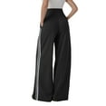 thumbnail image 4 of YDDIAN Wide Leg Track Pants Women Loose Fit Oversized 2 Side Striped Sweatpants Drawstring High Waisted Winter Casual Work Pant with Pockets Black M, 4 of 5