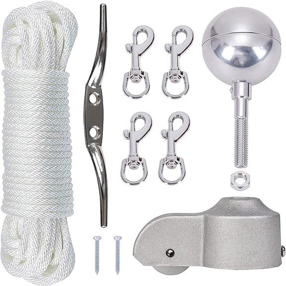 Heavy Duty Flagpole Set 3Inch Anodized With Nylon Pulley Truck For Secure 1.6-2Inch Flagstaff Mounting